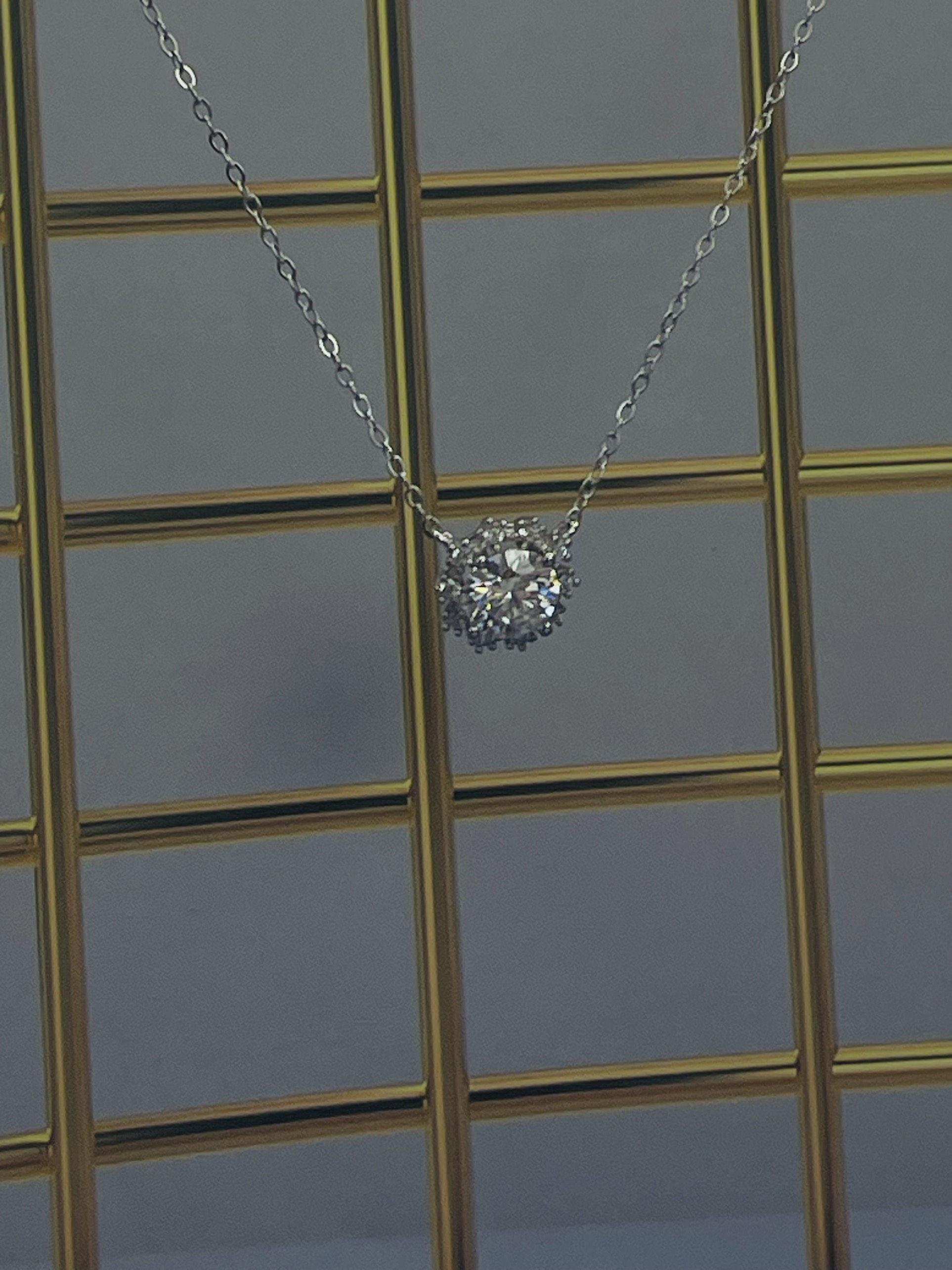 Dây chuyền Moissanite 1ct Kim Cương nhân tạo và Bạc 925 xi Bạch Kim N1976