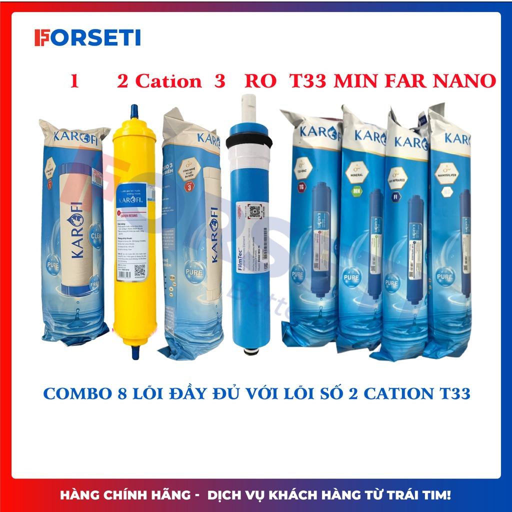 Combo 8 lõi Karofi dành cho dòng máy Ne lõi số 2 cation T33 dùng cho nước cứng - Hàng Chính Hãng