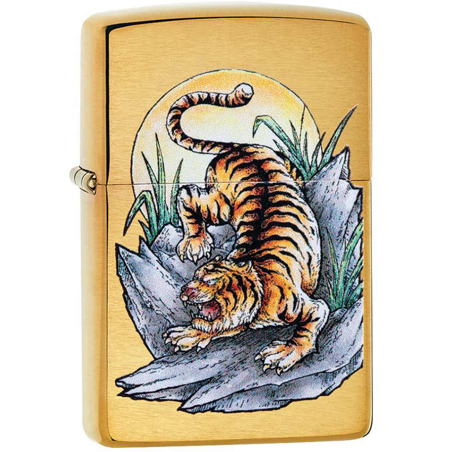 Bật Lửa Zippo 49116 – Zippo Tiger Tattoo Design Brushed Brass