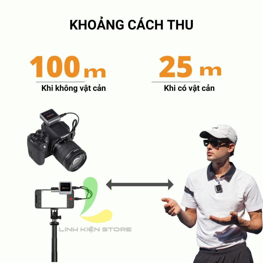 Micro thu âm không dây Gochek A Ultra Plus - Thiết bị thu âm chuyên nghiệp tích hợp sử dụng đa thiết bị đa chức năng - Hàng chính hãng