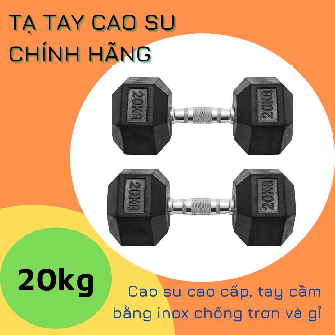 Cặp tạ tay cao su tập thể thao tại nhà đôi 20kg (tổng 40kg) tặng bao tay xịn sò 100K