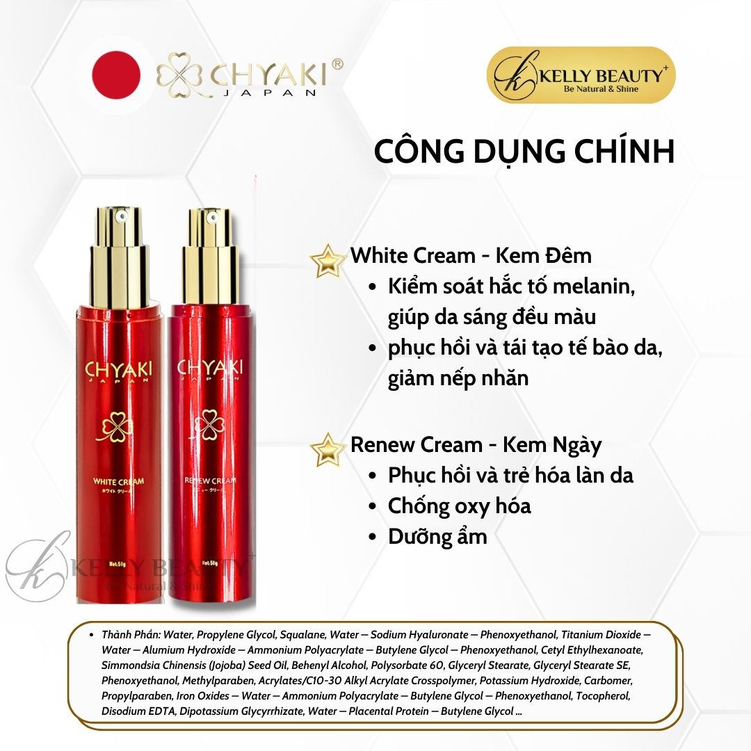 Kem Dưỡng Sáng và Chống Lão Hóa Da Chyaki White Cream Renew Cream | Kelly Beauty