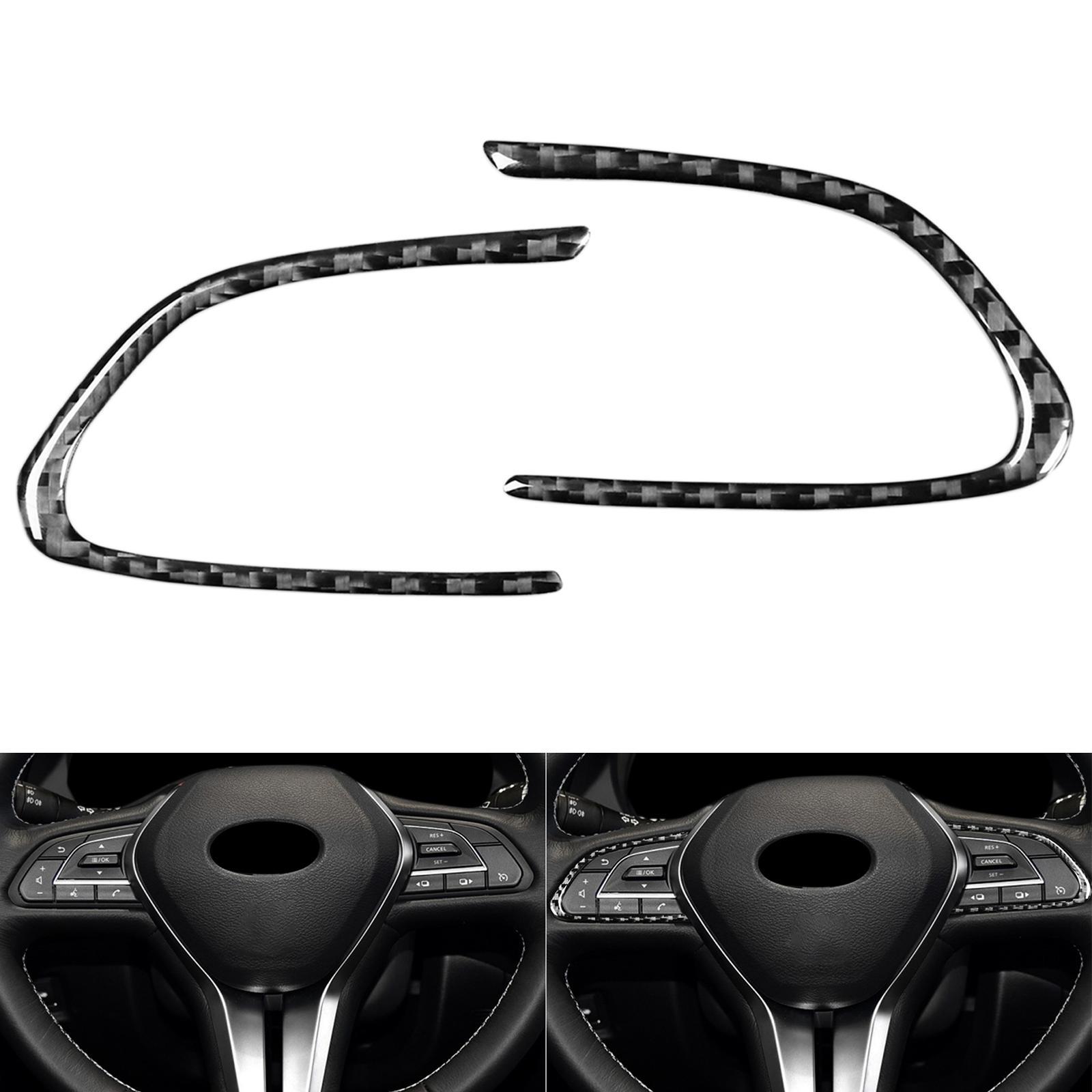 2x Carbon Fiber Steering Wheel Button Cover Trim Sticker for Q50  Black