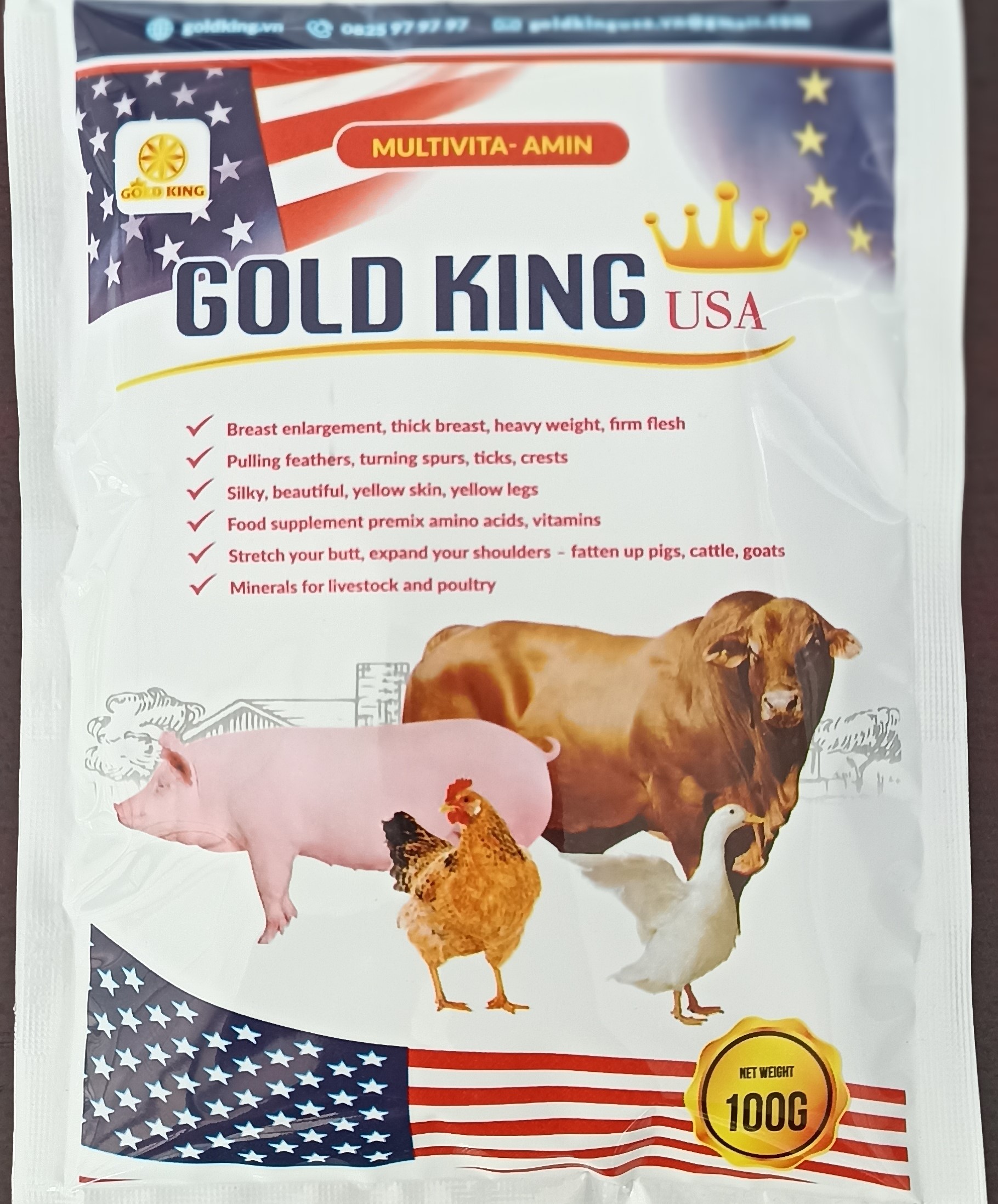 Gold King USA siêu tăng trọng cho vật nuôi gói 100g