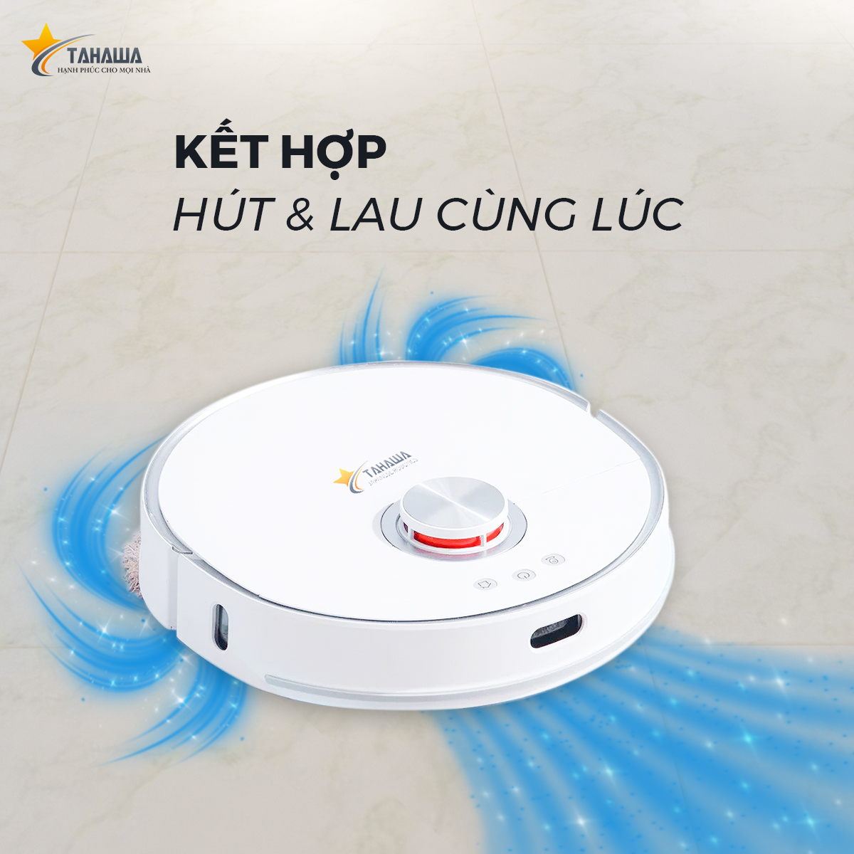 Robot hút bụi TAHAWA TH-LW2 Robo hút bụi an toàn cho sức khỏe người tiêu dùng, khử mùi hiệu quả sử dụng màn lọc HEPA 14, lọc sạch đến 99% bụi mịn