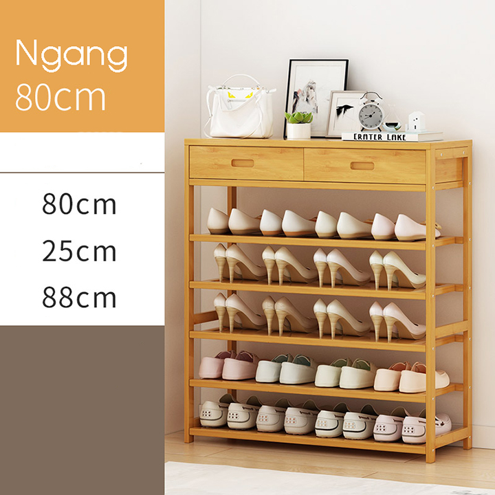 Kệ Để Giày Dép Bằng Gỗ 5 Tầng ~ 2 Ngăn Kéo Tiện Dụng