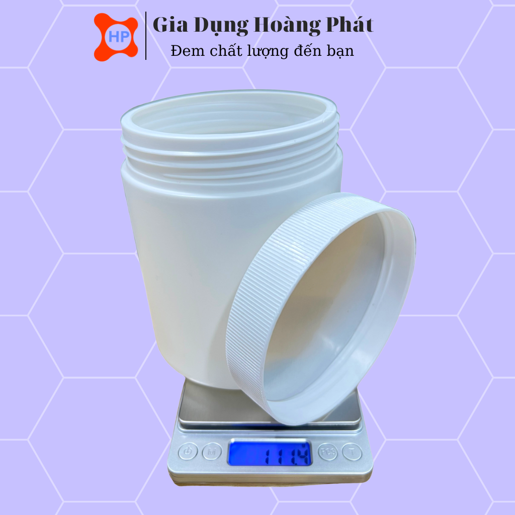 Hũ Nhựa HDPE 500 Gram - 1000 Gram - Nắp Trắng Vặn Ren + Seal Chống Tràn Khò Nhiệt