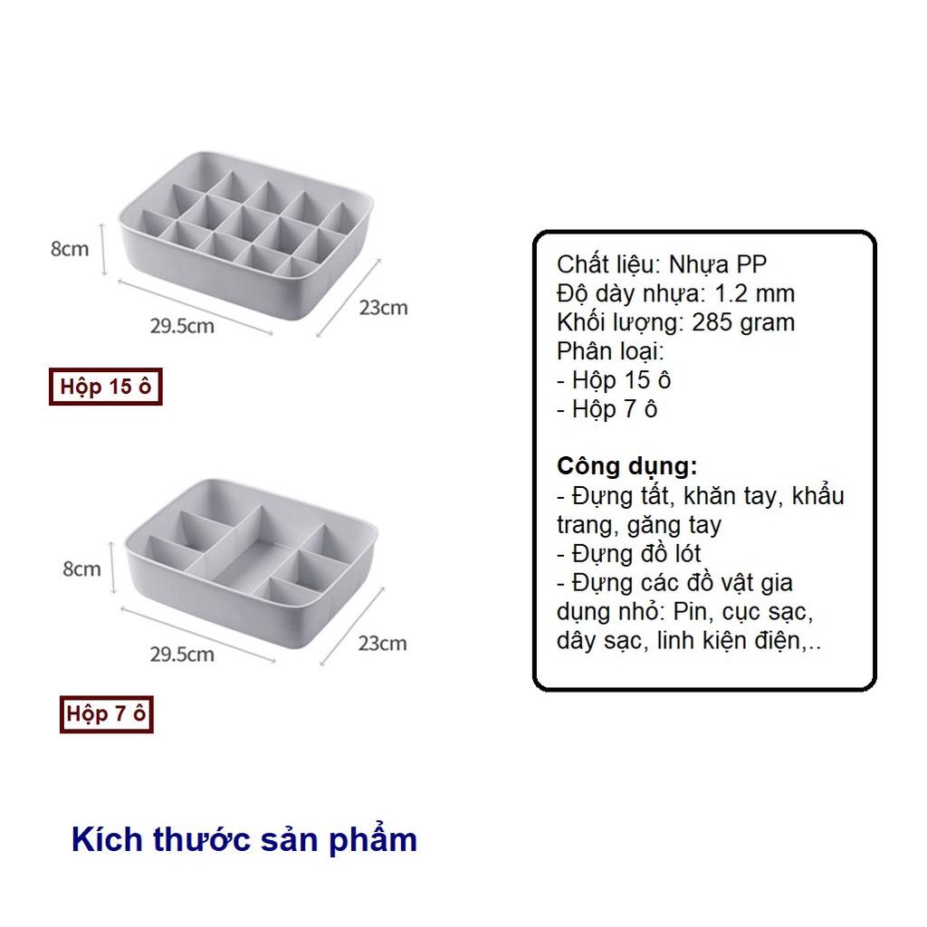 Hộp nhựa vuông nhiều ngăn đựng tất và đồ lót gọn gàng Nhựa PP dày bền Plastic Underwear Scarves Socks Bra Organizer