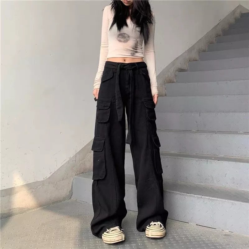 Quần kaki túi hộp nam nữ , Hiphop ống rộng xuông dài, quần cargo pants trơn thời trang unisex nam nữ - Gin store