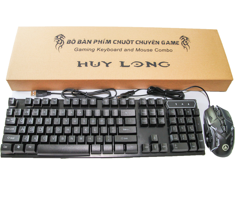 Bộ bàn phím chuột HUYLONG HL-2145 giả cơ chuyên game đèn led 7 màu xuyên phím - HÀNG CHÍNH HÃNG