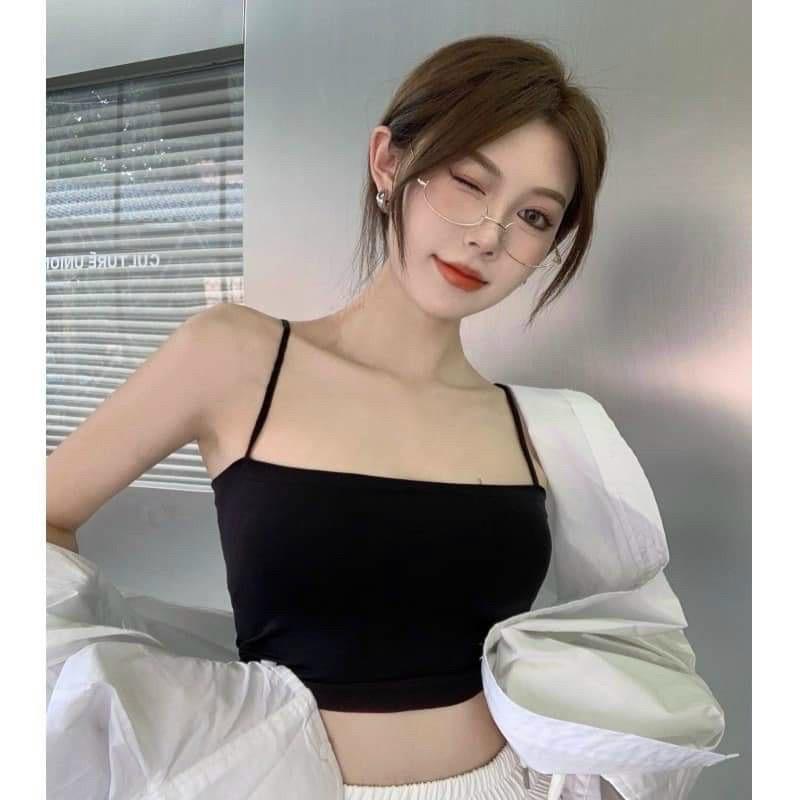 Áo bra cotton trơn cao cấp lót vest ngang ngực dạng ống 2 dây có miếng lót ngực AB/403