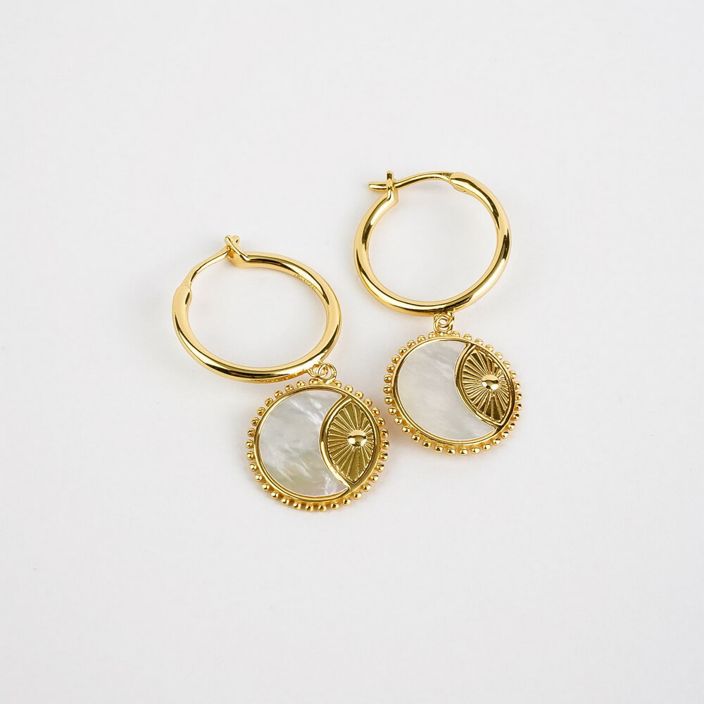 Bông Tai Ngọc Trai FW Thiết Kế UK Style (Ray of Sun Mother of Pearl) - MOON Jewelry