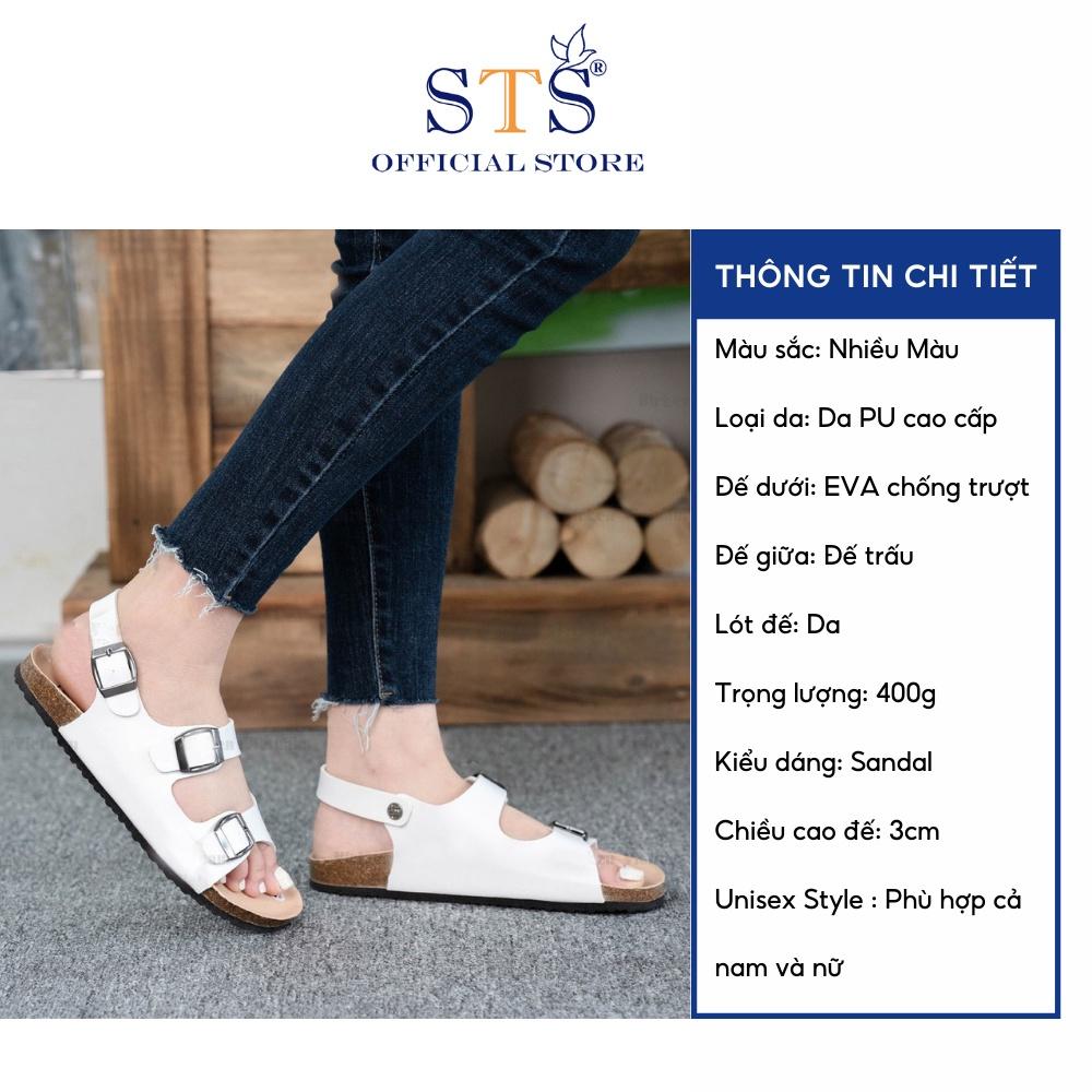 Giày Sandal đế trấu nam nữ Da PU mặt kem thời trang chống nước cao cấp nhiều màu sắc KPU02