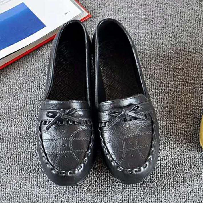Giày búp bê nữ nhựa dẻo đế bằng mặc đi mưa gắn nơ