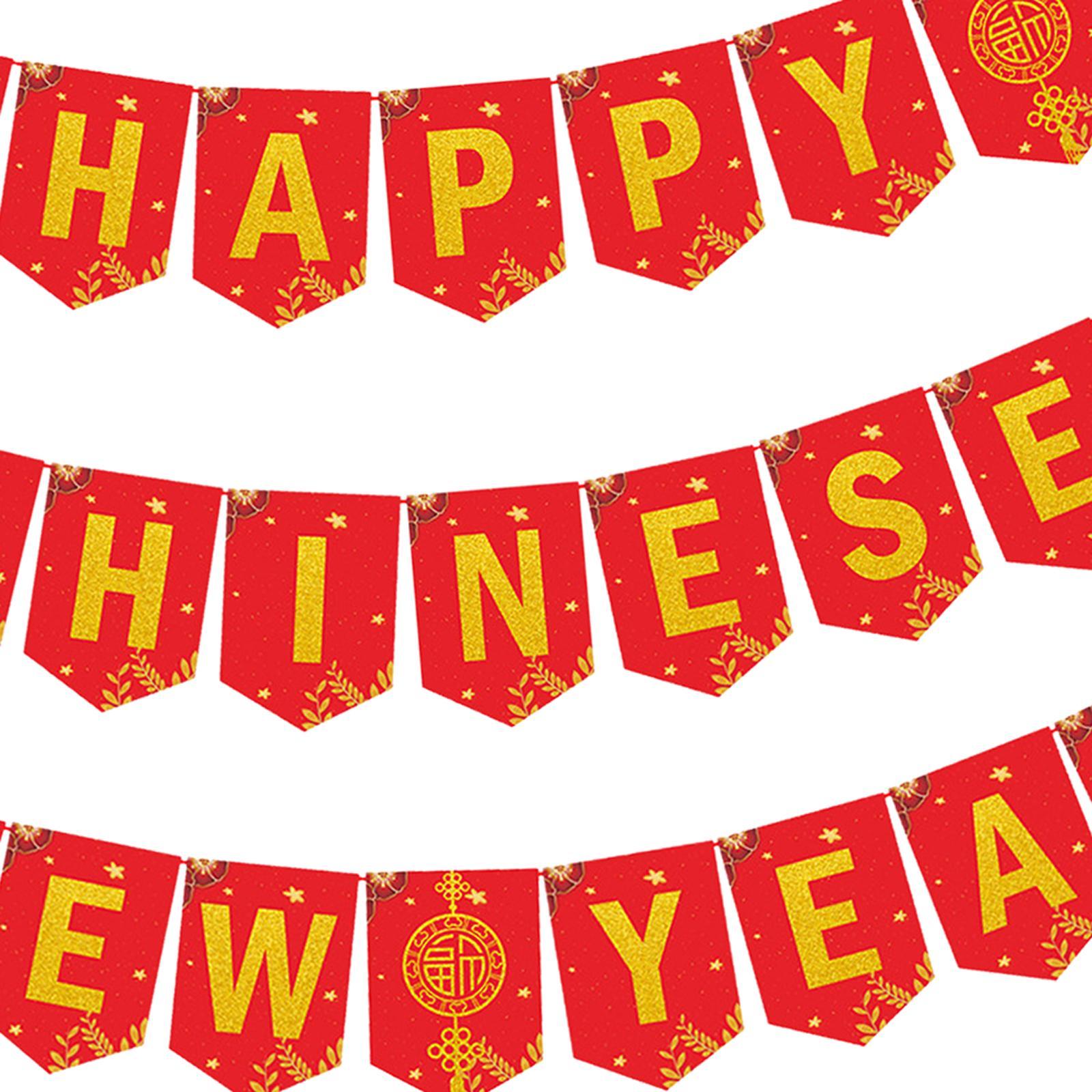 Chinese New Year Bunting Banner Party Bunting Banner Festive Decorations for Chinese New Year
