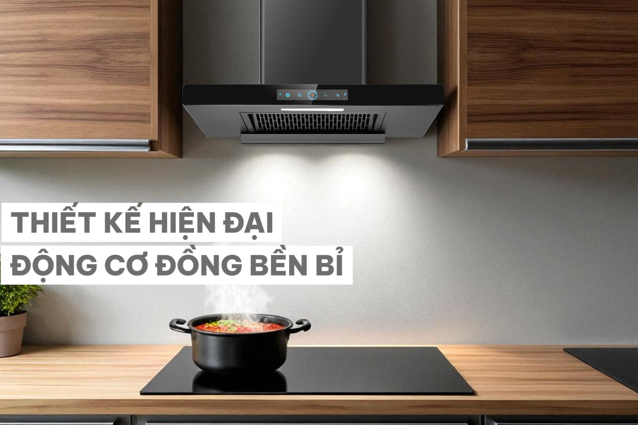 Kopper Hút Mùi Thông Minh KPT8 Công Suất Lớn 1800m3/h Có Sấy Dầu Tự Động Màn Hình Cảm Ứng Tiếng Ồn <50dB Đèn LED 1 Đèn Lớn Quạt Li Tâm Cánh Thép Động Cơ Đồng Hàng Chính Hãng