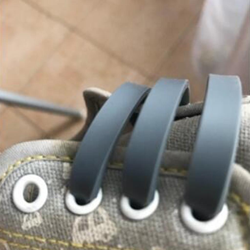 2x16 Pieces Elastic Silicone Shoelaces No Tie Shoe Laces Unisex White