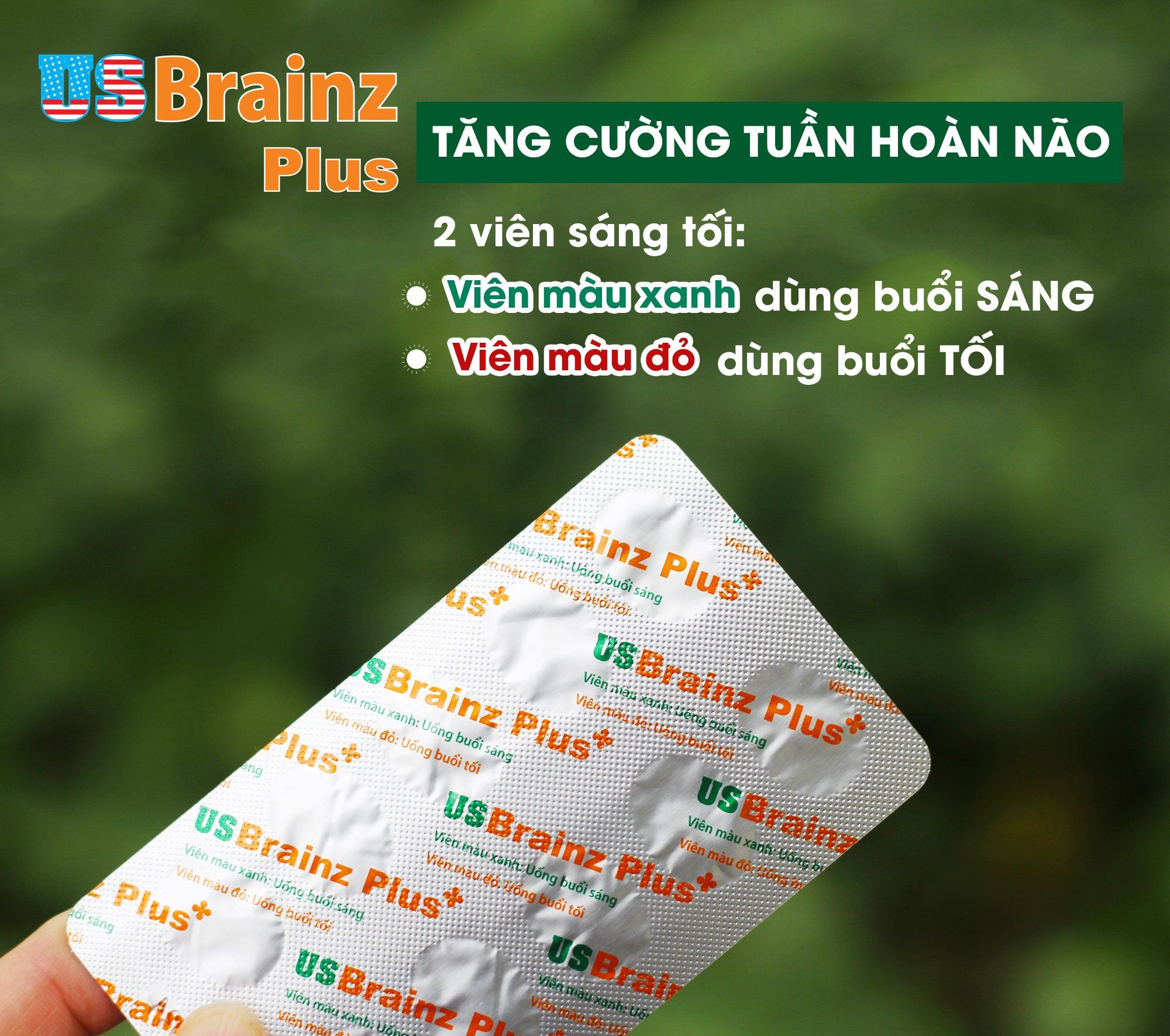 Bổ não - US Brain Plus tăng cường tuần hoàn máu não, giảm đau đầu chóng mặt, rối loạn tiền đình, hỗ trợ mất ngủ, hộp 60v