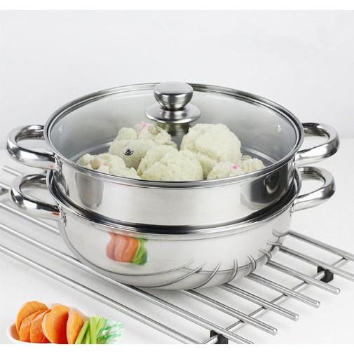 Nồi hấp xửng 2 tầng size 28 cm bằng Inox cao cấp