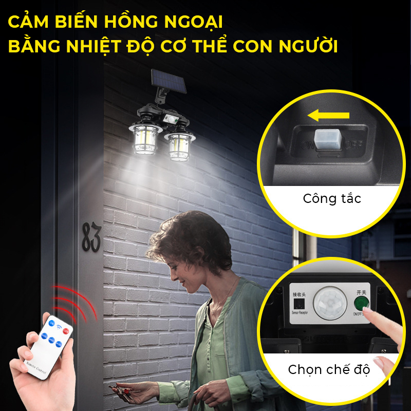 Đèn năng lượng mặt trời, Đèn lồng  vuông- tròn JD-2217 (192 COB), đèn sân vườn - K1530