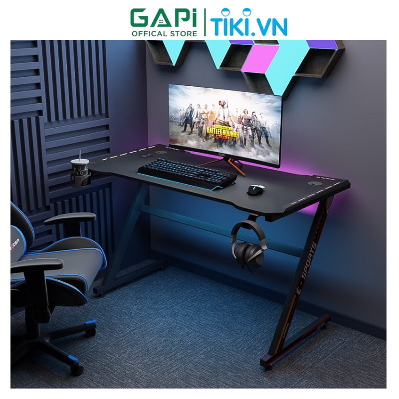 Bàn máy tính thông minh GAPI, bàn gaming khung chữ K hộp to chắc chắn có hệ thống đền led, sơn tĩnh điện chịu lực tốt GM71