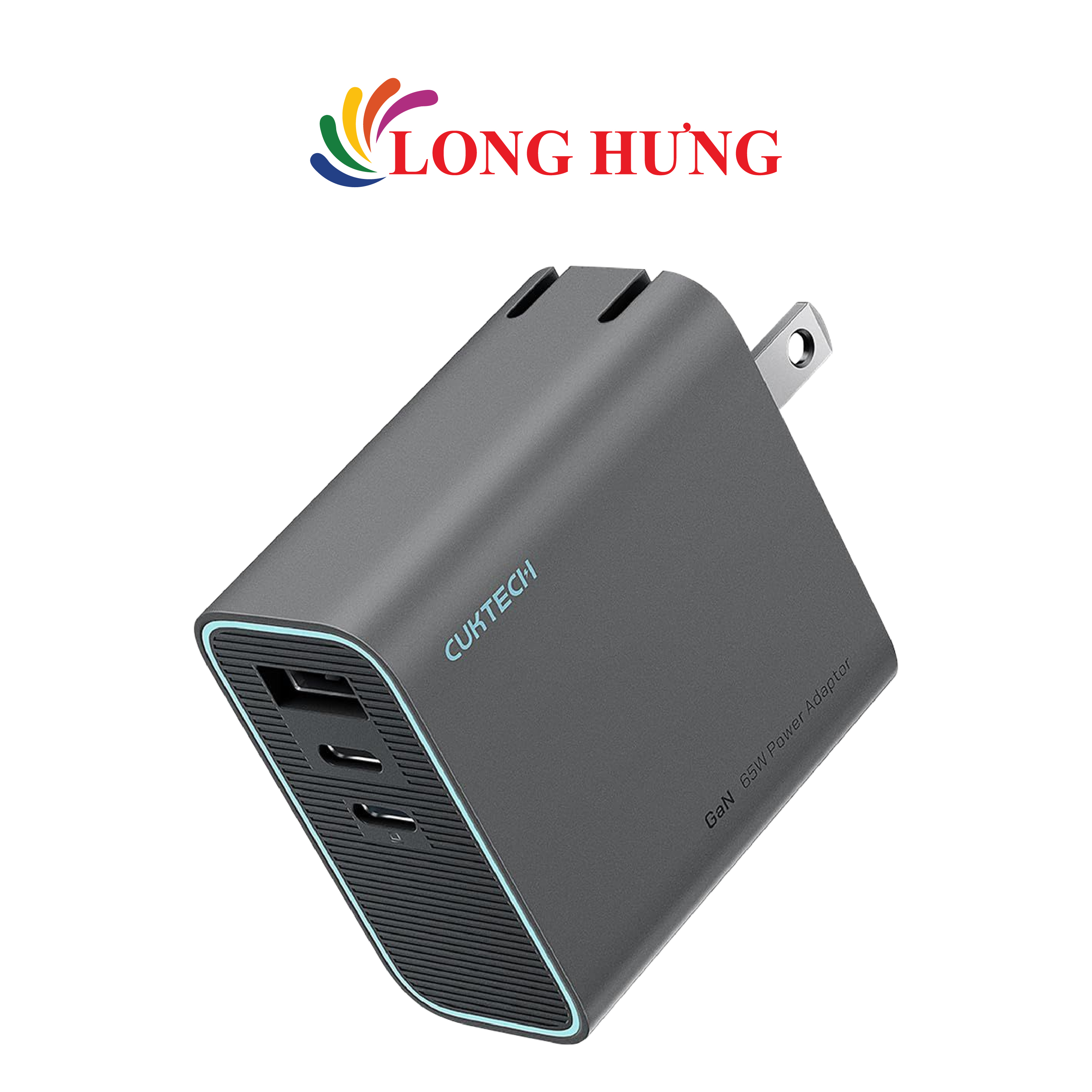 Cốc sạc Cuktech GaN 1USB 2Type-C 65W AD653C- Hàng chính hãng