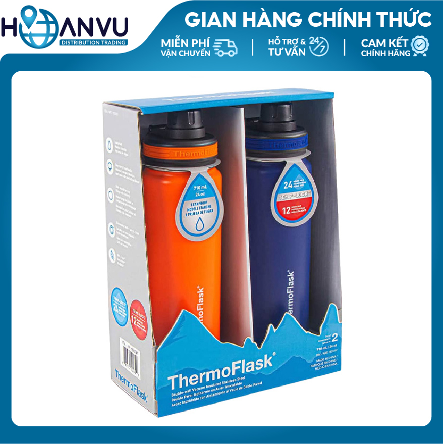 Bình Giữ Nhiệt Thép không Gỉ ThermoFlask Leakproof Spout Lid, 4 màu (710ml)