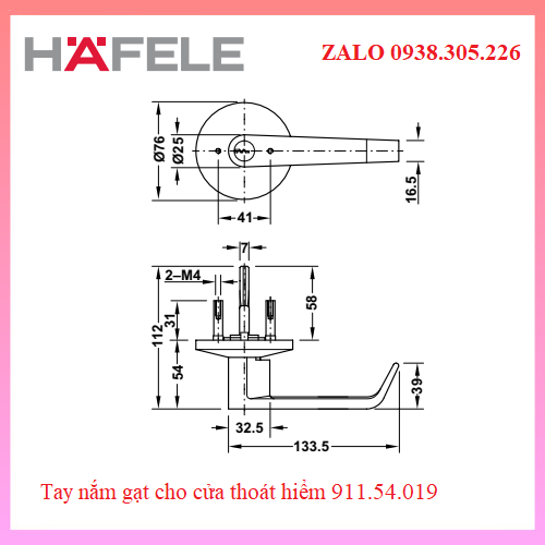 Tay nắm gạt cho cửa thoát hiểm/ 911.54.019