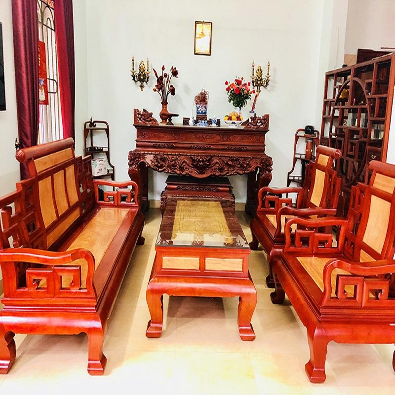 Bộ Bàn Ghế Sơn Thủy Gỗ Hương Đỏ Nam Phi VIP