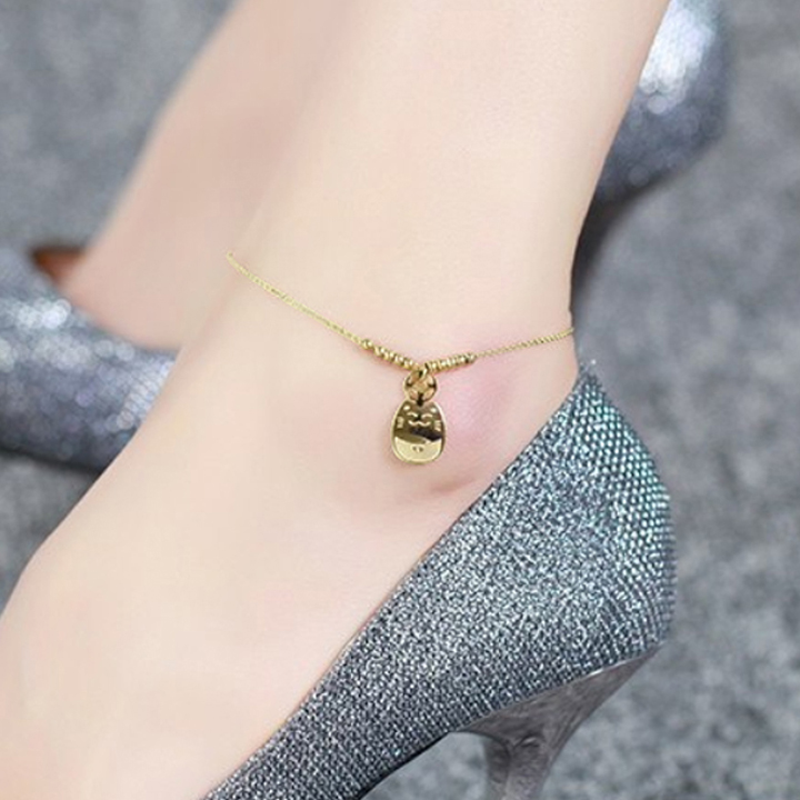 Lắc chân nữ mèo thần tài may mắn WLC526-2 Không đen không gỉ sét