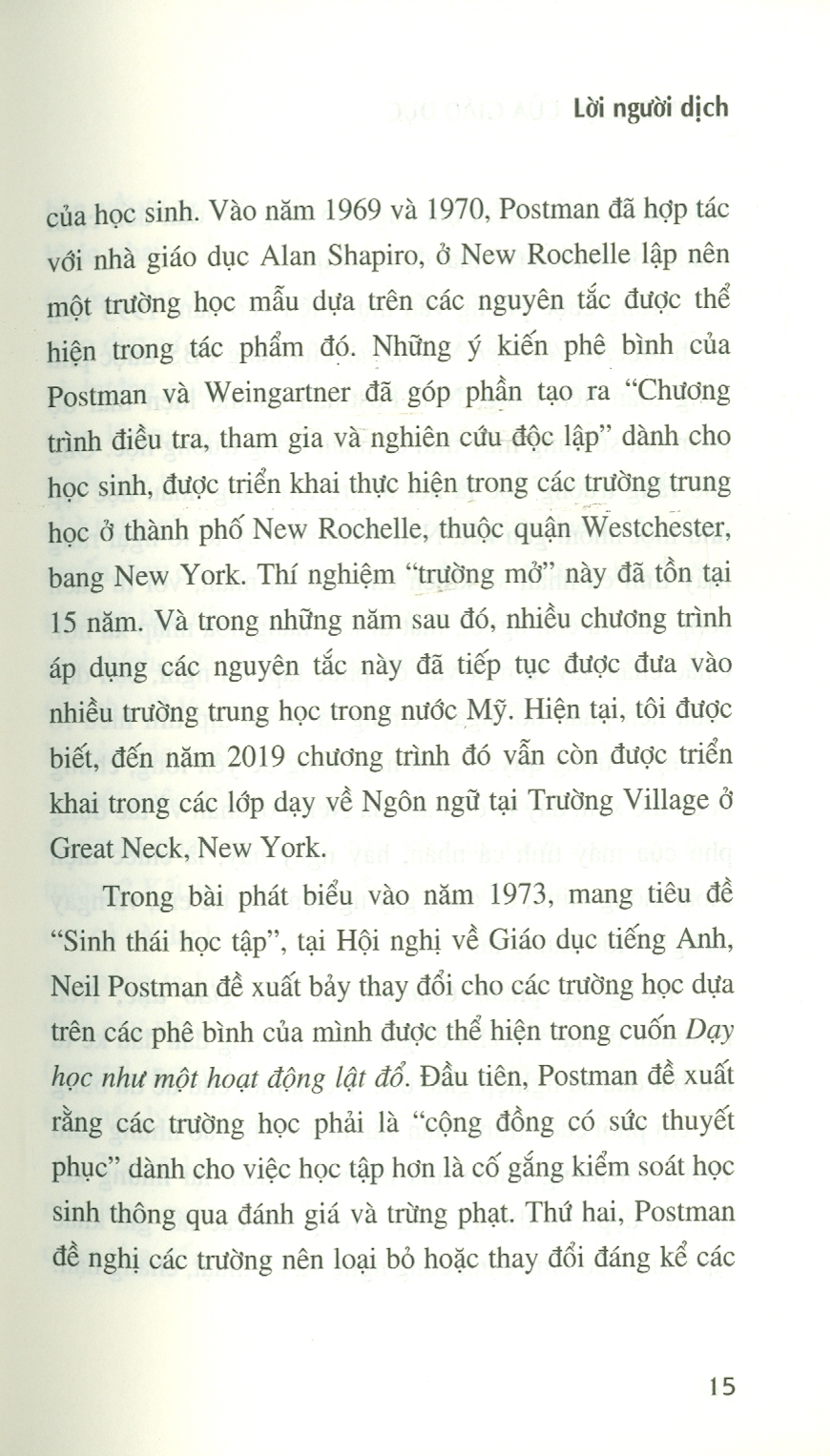 Chung CUộc Của Giáo Dục - Neil Postman - Nguyễn Quang Kính dịch - (bìa mềm)