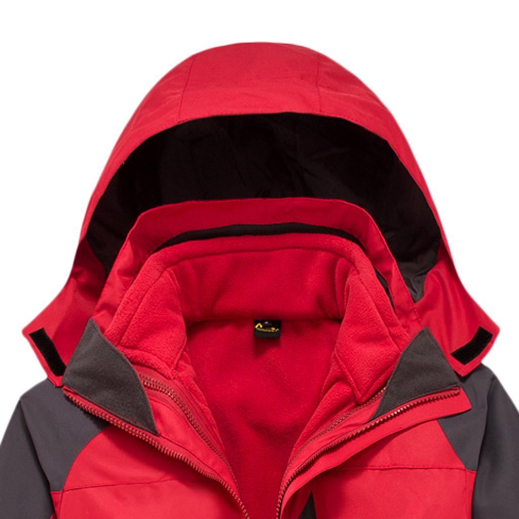Men's 2 in 1 Sports Ski Winter Jacket with Removable Fleece Liner Jacket & Hooded Waterproof Soft Shell for Hiking Trekking