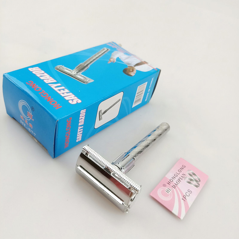 Dao Cạo Râu Cổ Điển Cao Cấp Inox HL 877 Xoay Cán Mở Nắp! Bàn Cạo Râu Cổ Điển Holong