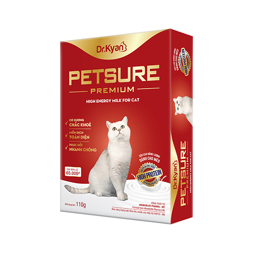 [Cao cấp] - Sữa bột Petsure cho mèo Hộp 110g