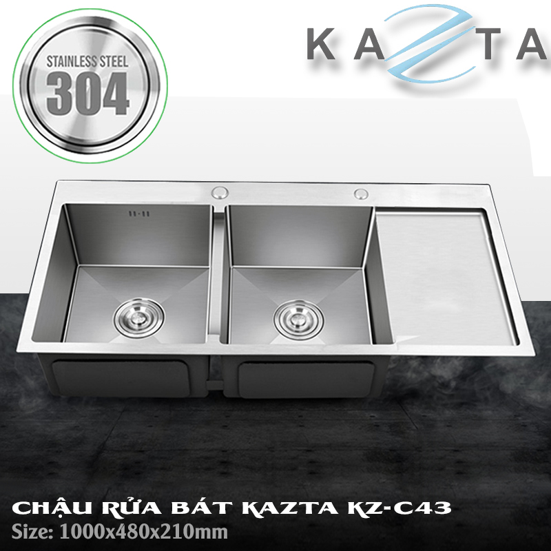Chậu rửa bát cao cấp KAZTA KZ-C43 inox SUS304 100x48cm