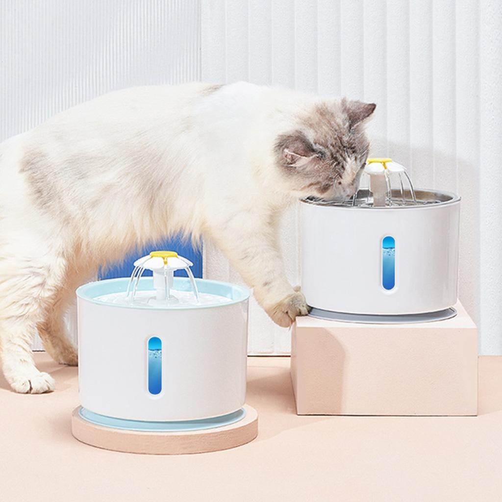2.4L Pets Water Fountain Stainless Steel USB Drinking Bowl Cat Dog