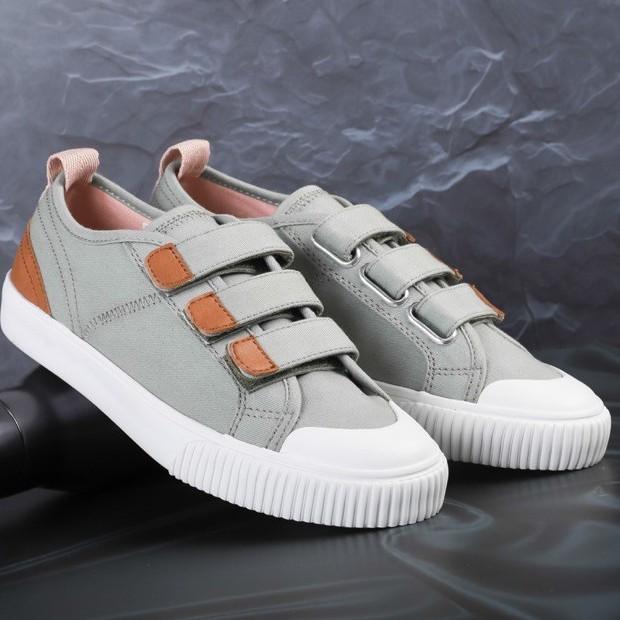 Giày Sneaker Vải Nữ DINCOX E01 Quai Dán Nữ Tính Xanh Rêu