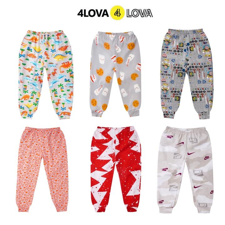 Quần thun dài bo gấu 4LOVA chất cotton mềm mại cho bé 8-24kg