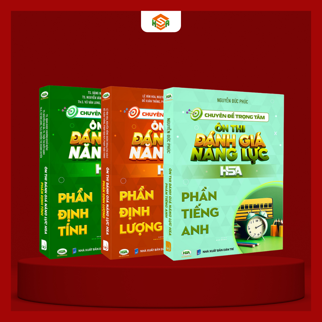[HSA 2025] Combo 3 Sách ôn thi đánh giá năng lực Hà Nội (Định tính + Định Lượng + Tiếng Anh)