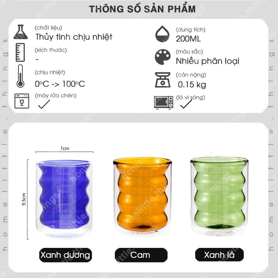 Ly thủy tinh MÀU, 2 lớp cách nhiệt