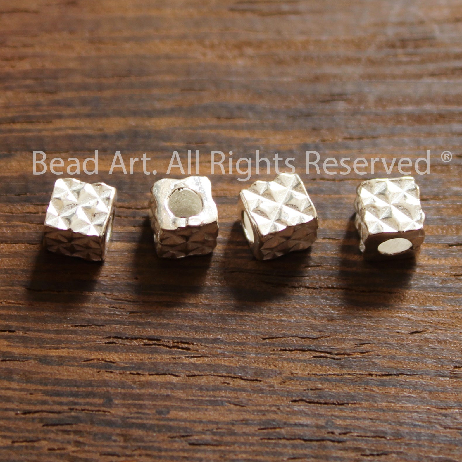 5MM Charm Khối Lập Phương Lỗ Xỏ Lớn Bạc 925, Giác Cắt, Phối Vòng Tay Phong Thuỷ, Chuỗi Hạt - Bead Art