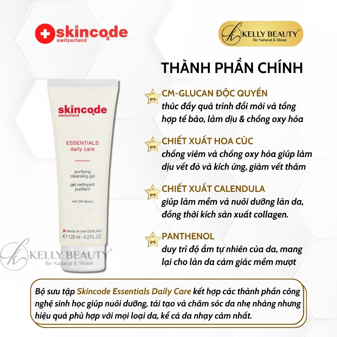 Gel Rửa Mặt Làm Sạch Sâu Skincode Essentials Purifying Cleansing Gel | Kelly Beauty