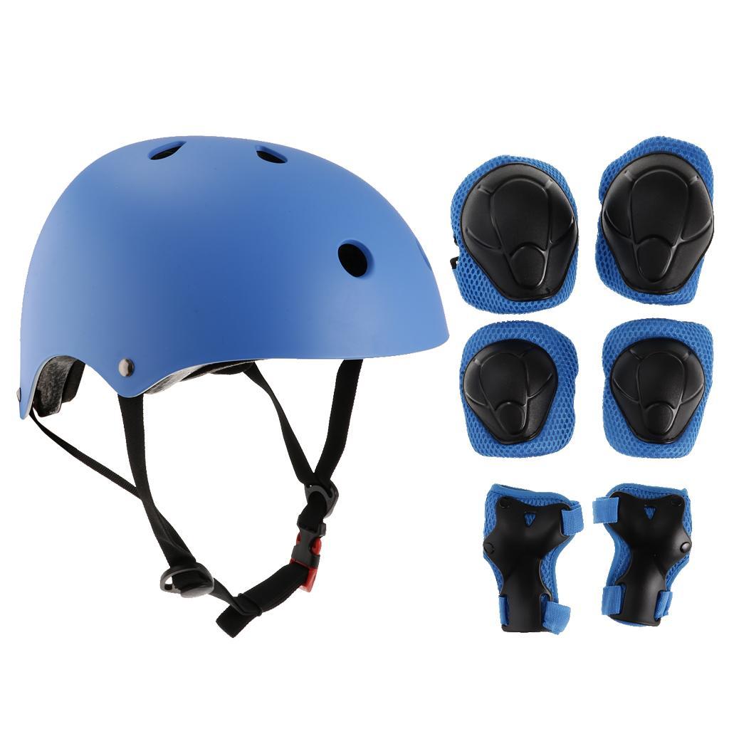 7 Pieces Skateboard Wrist/Knee/Elbow Pad Protective Gear Set - Various Colors