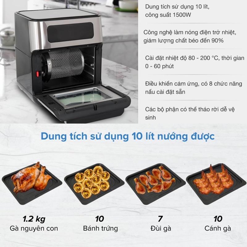 Nồi Chiên Không Dầu Hawonkoo AFH-101, Dung Tích 10Lit - 5 Phụ Kiện Nướng Đa Năng, Hàng Chính Hãng