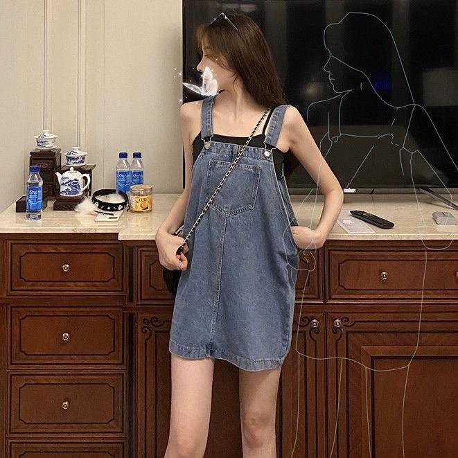 Váy Denim Dáng Rộng Phong Cách Cổ Điển Hợp Thời Trang Cho Nữ