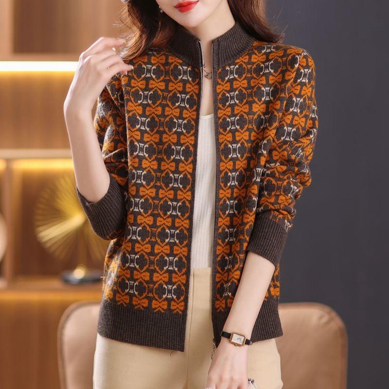 Áo khoác len Cardigan kéo khóa họa tiết trẻ trung len dệt kim mềm mại mã VAA0483