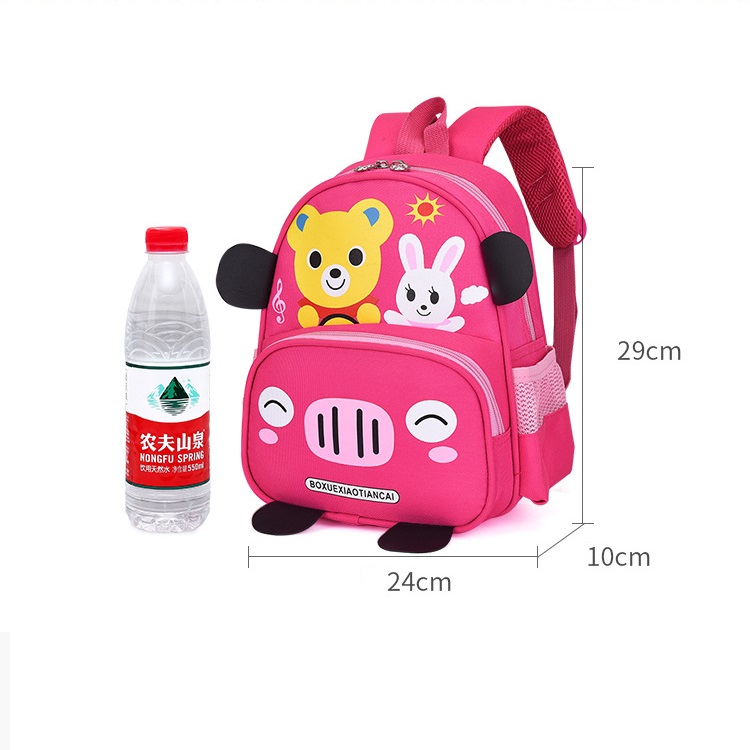 Balo đi học mầm non cho bé trai, bé gái in ô tô gấu 3D size 29cm