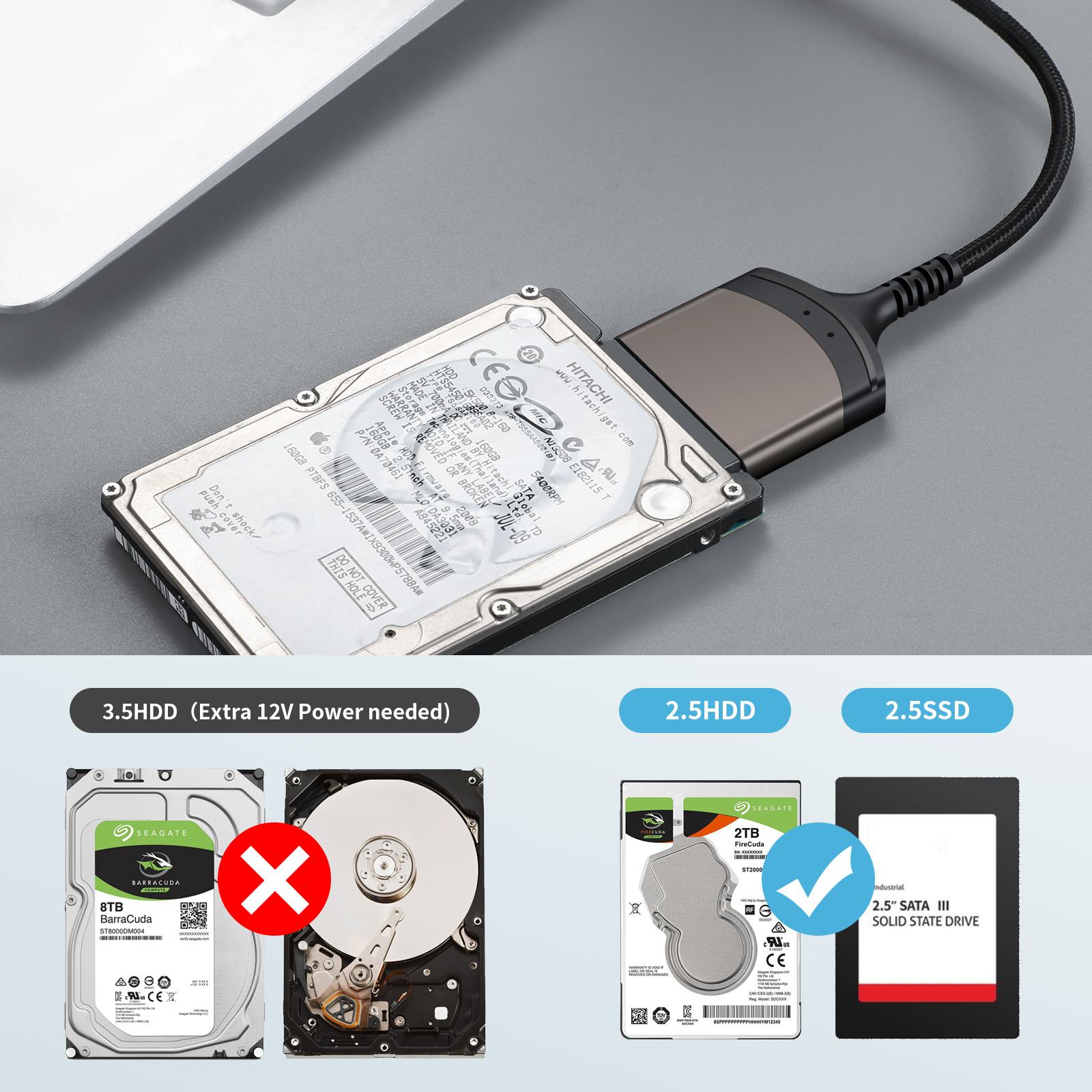 SATA to USB 3.0 / 2.0 Cable Up to 6 Gbps for 2.5 Inch External HDD SSD Hard Drive SATA 3 22 Pin Adapter USB 3.0 to Sata
