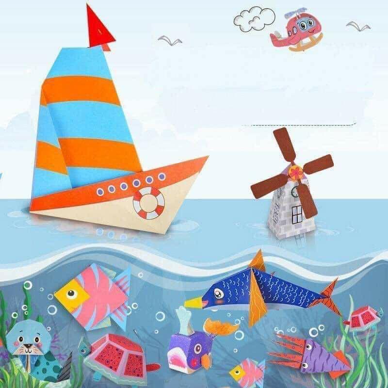 BỘ GẤP GIẤY FUN ORIGAMI 144 TỜ GIẤY IN MÀU SẮC NÉT (KÈM HƯỚNG DẪN CÁCH GẤP CHO BÉ) / BỘ ĐỒ CHƠI GẤP GIẤY BẠCH TUỘC