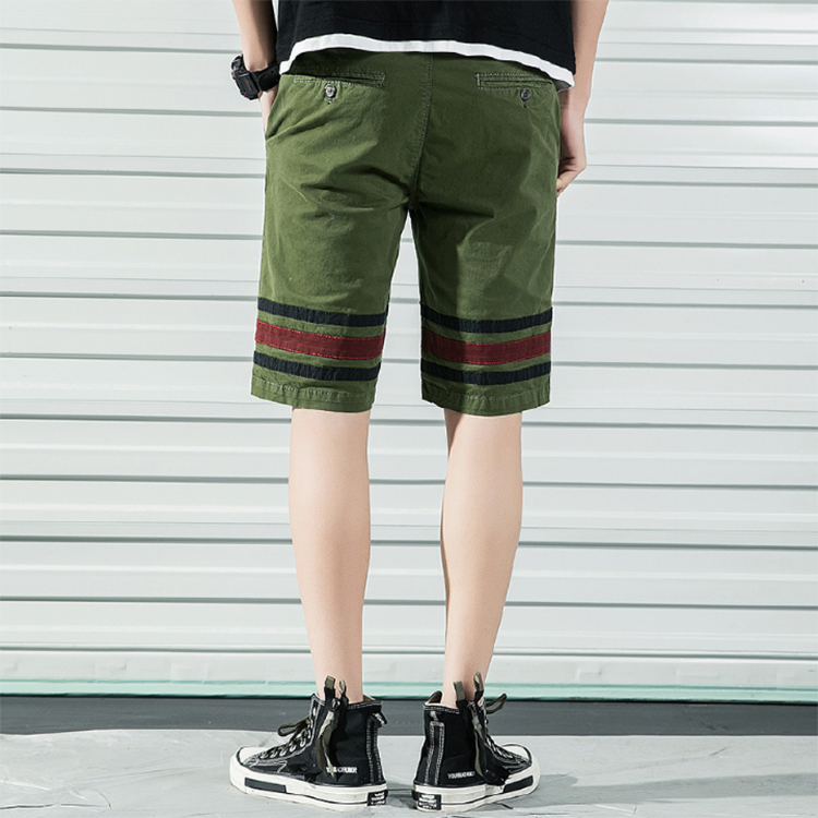 Men's cotton casual shorts summer five-point pants color insert beach pants